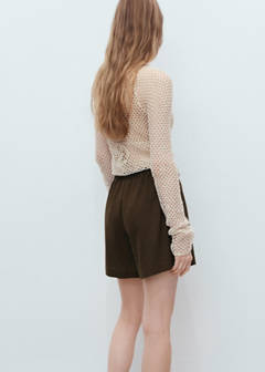 Straight-fit linen shorts with drawstring — Khaki 3