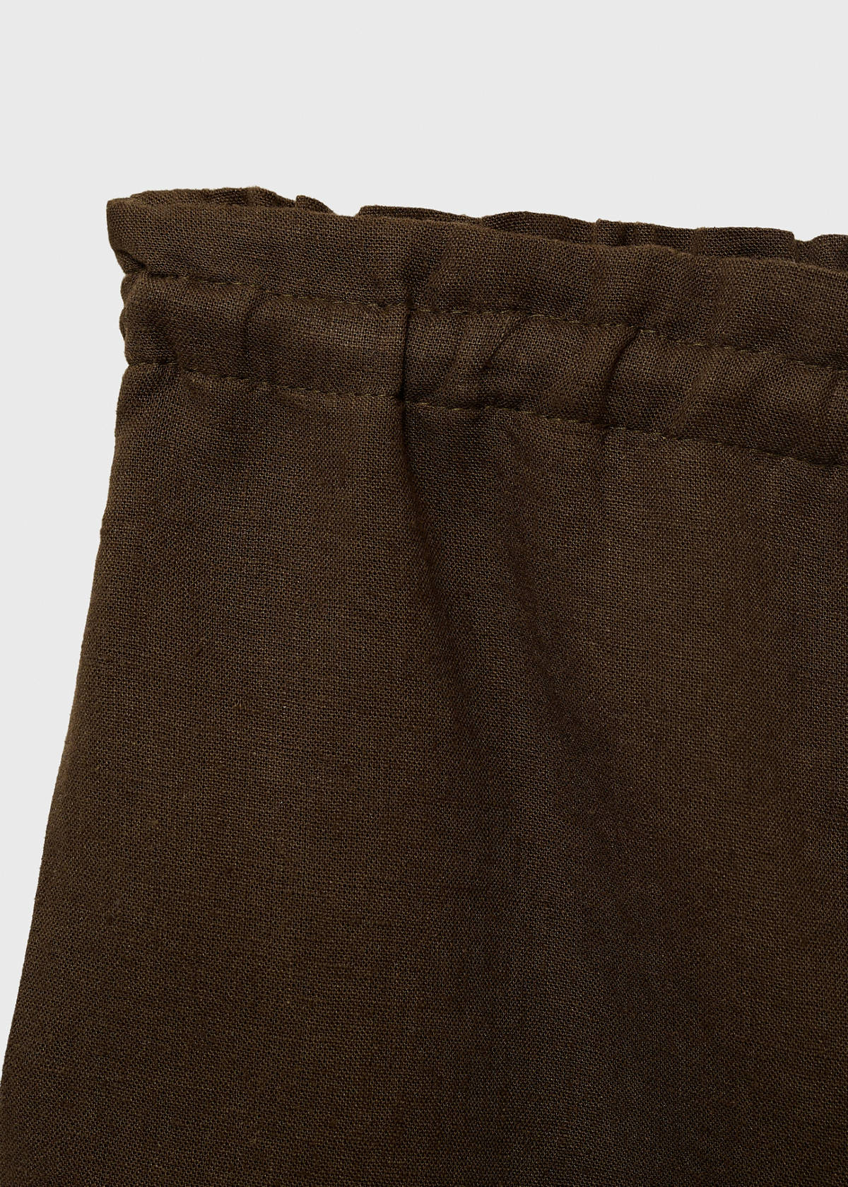 Straight-fit linen shorts with drawstring — Khaki