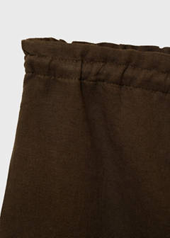 Straight-fit linen shorts with drawstring — Khaki 7
