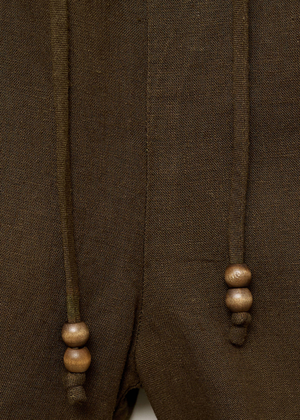 Straight-fit linen shorts with drawstring — Khaki