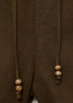Straight-fit linen shorts with drawstring — Khaki 8