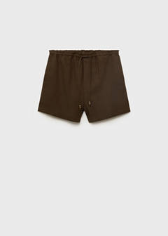 Straight-fit linen shorts with drawstring — Khaki 6