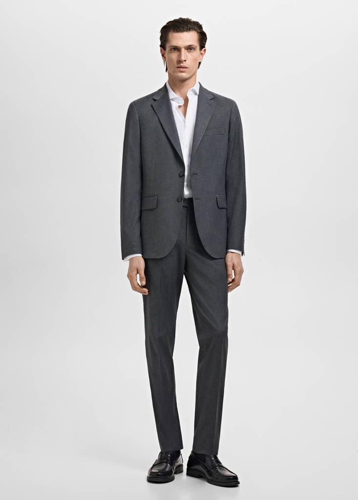 Slim-fit twill fabric suit with shirt cufflinks — White