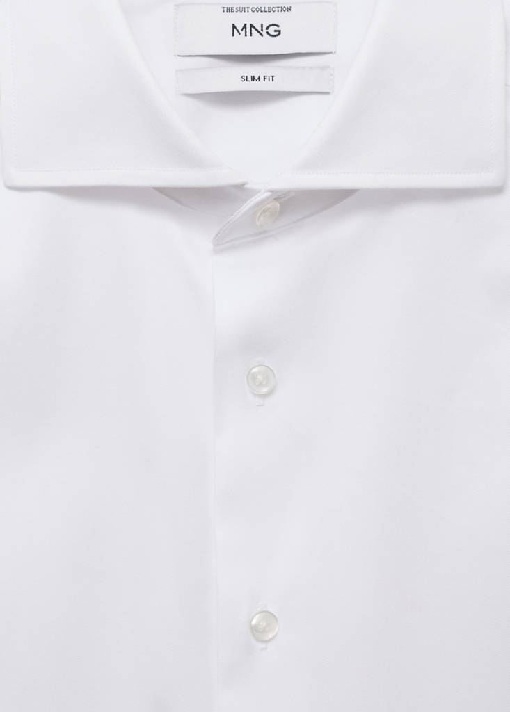 Slim-fit twill fabric suit with shirt cufflinks — White