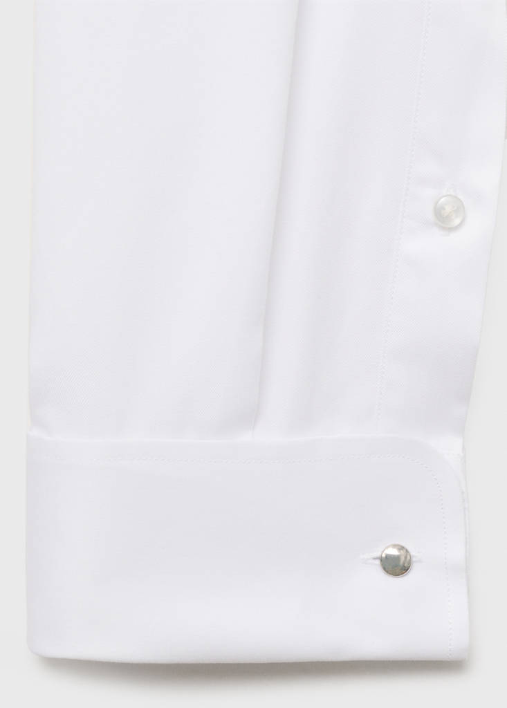 Slim-fit twill fabric suit with shirt cufflinks — White