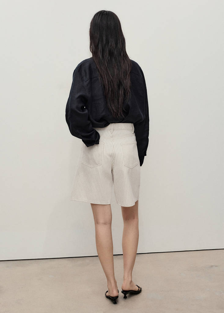 High-waist straight-fit denim shorts — Off White