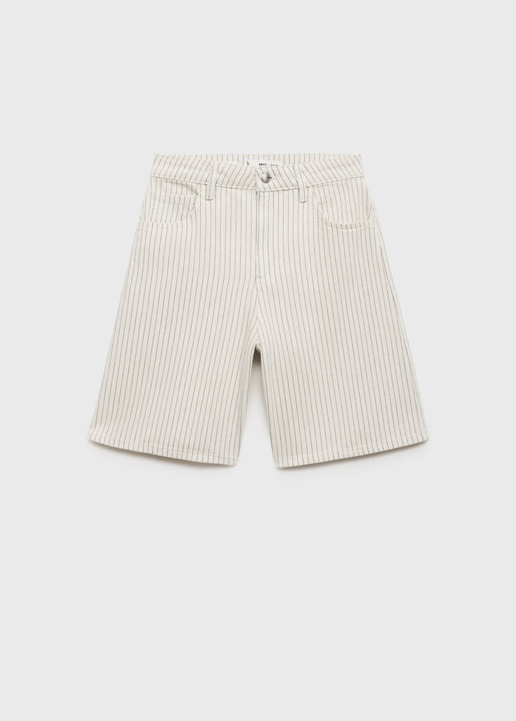 High-waist straight-fit denim shorts — Off White
