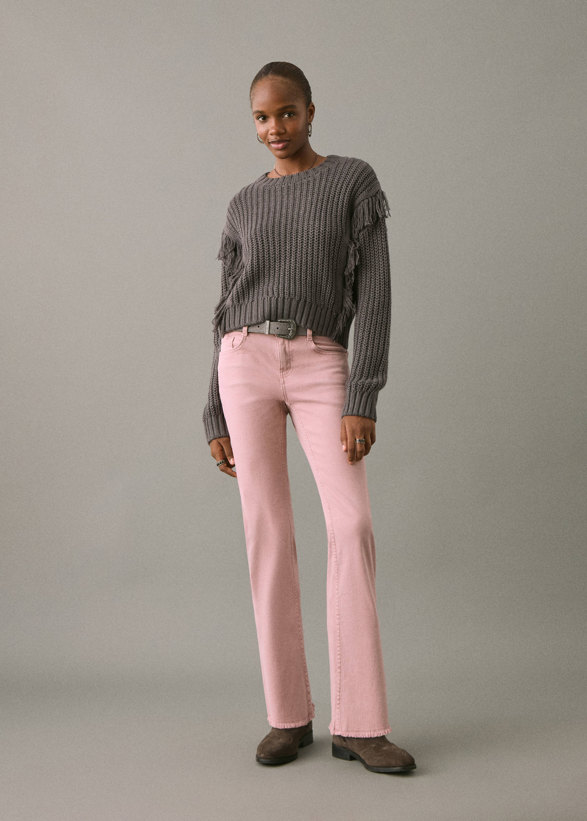 Frayed low-rise skinny jeans - General plane