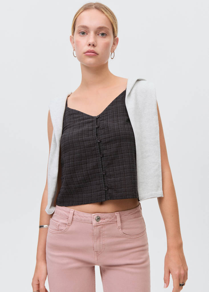 Frayed low-rise skinny jeans — Pastel Pink