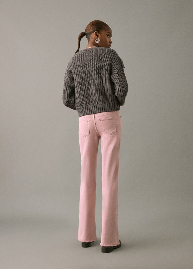 Frayed low-rise skinny jeans — Pastel Pink