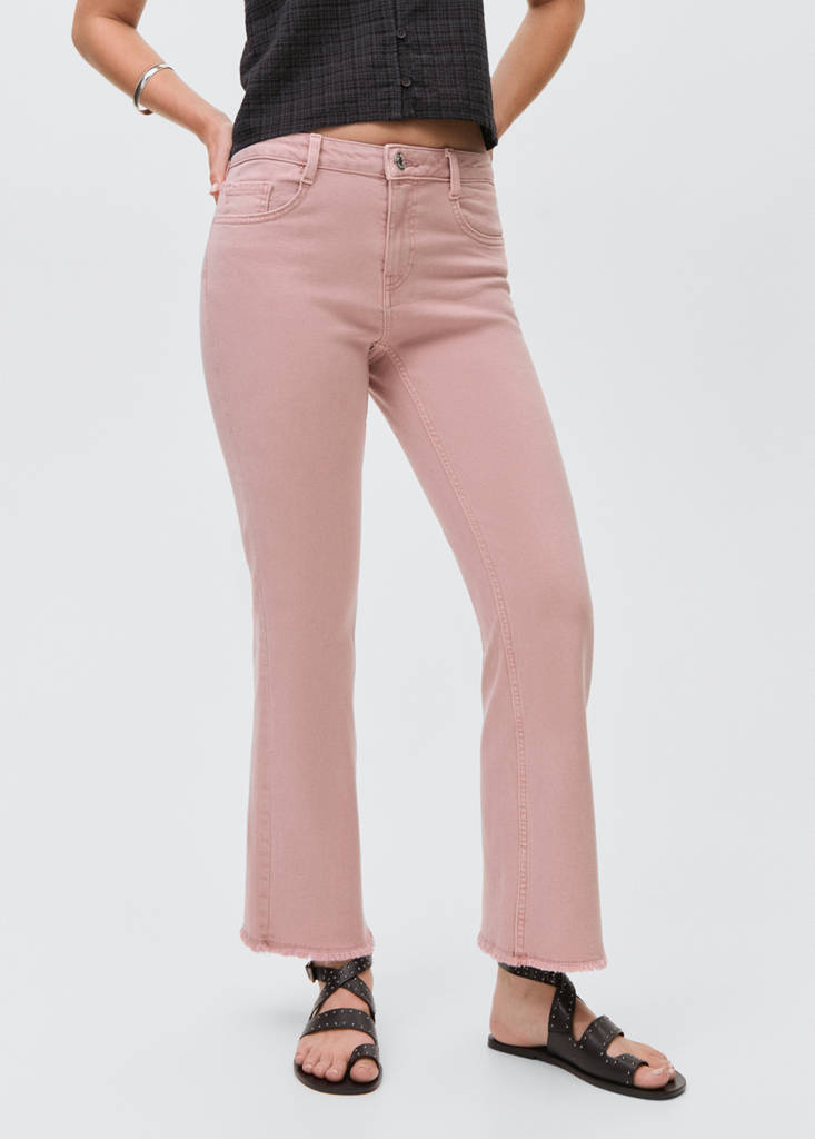 Frayed low-rise skinny jeans — Pastel Pink