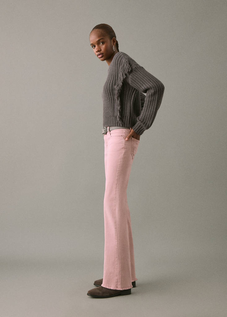 Frayed low-rise skinny jeans — Pastel Pink