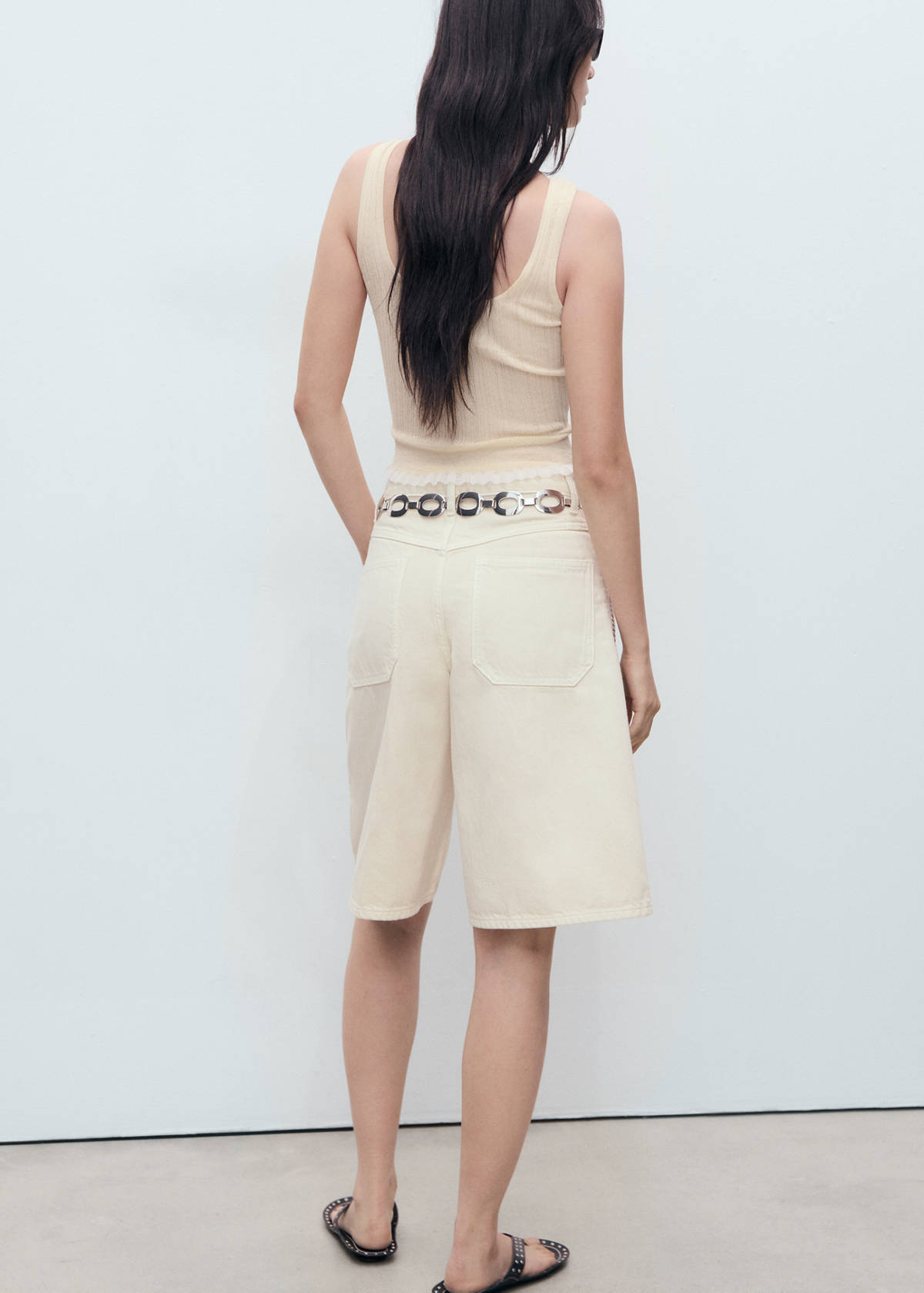 Fine-knit top — Ecru