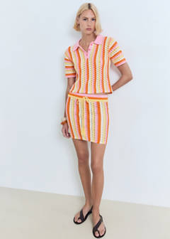 Two-tone striped crochet sweater — Pink 2