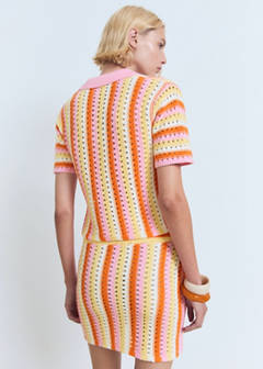 Two-tone striped crochet sweater — Pink 3
