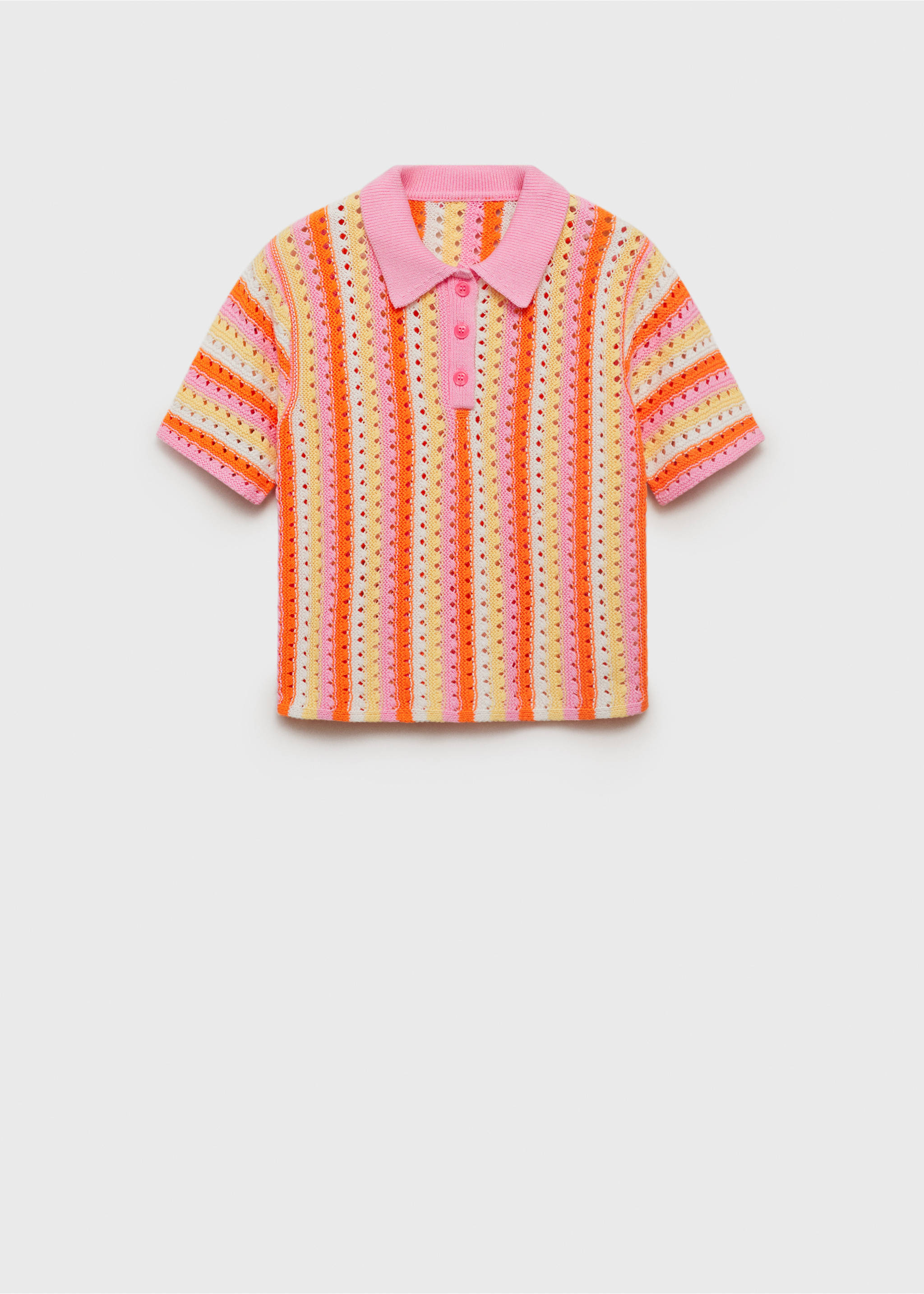 Two-tone striped crochet sweater - Article without model, Pink. Ref: 17081183-00.