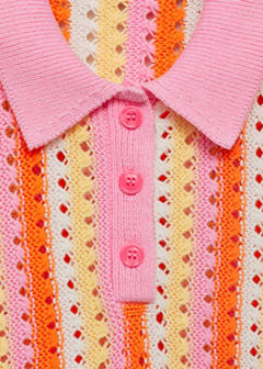 Two-tone striped crochet sweater — Pink 7