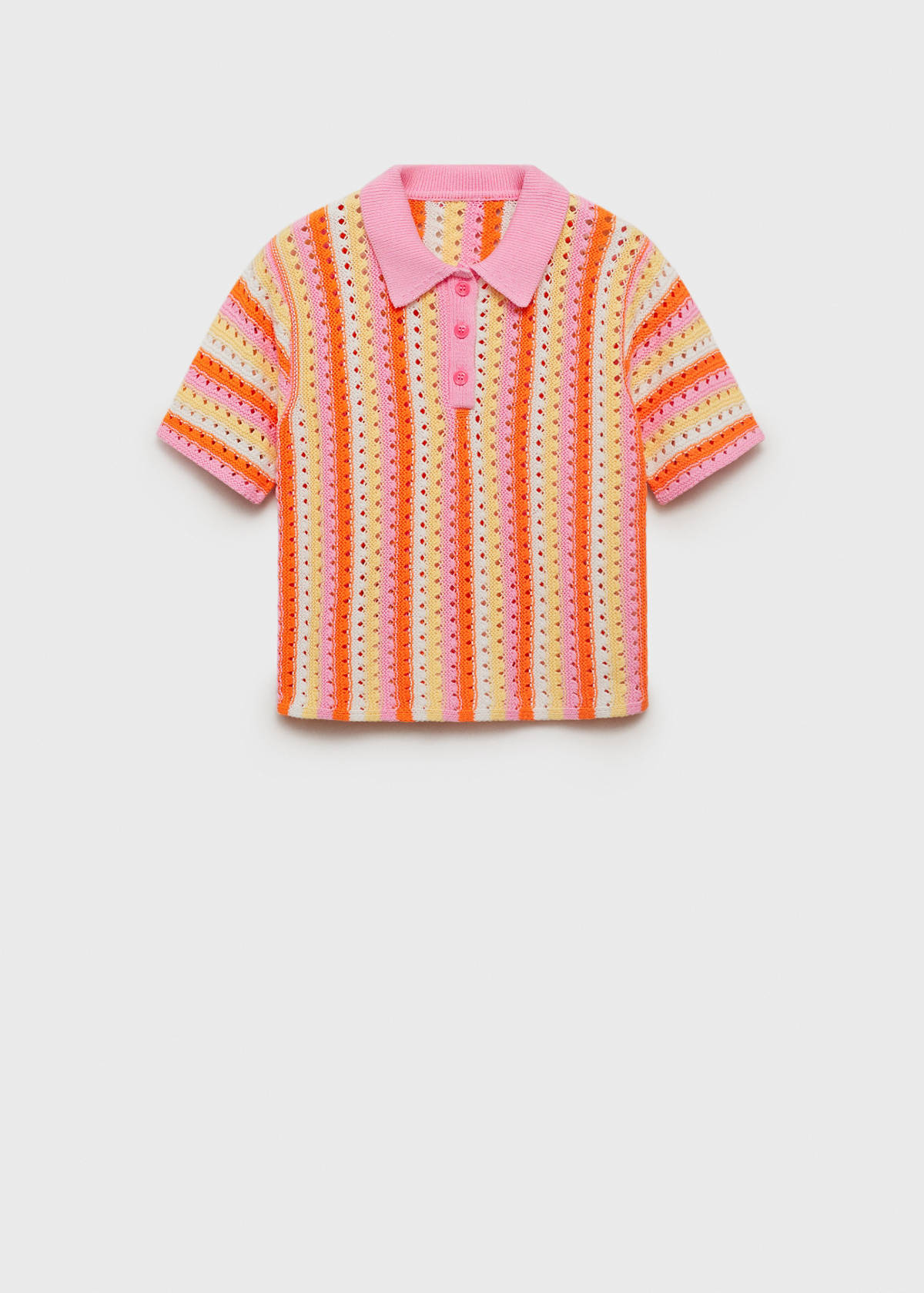 Two-tone striped crochet sweater — Pink