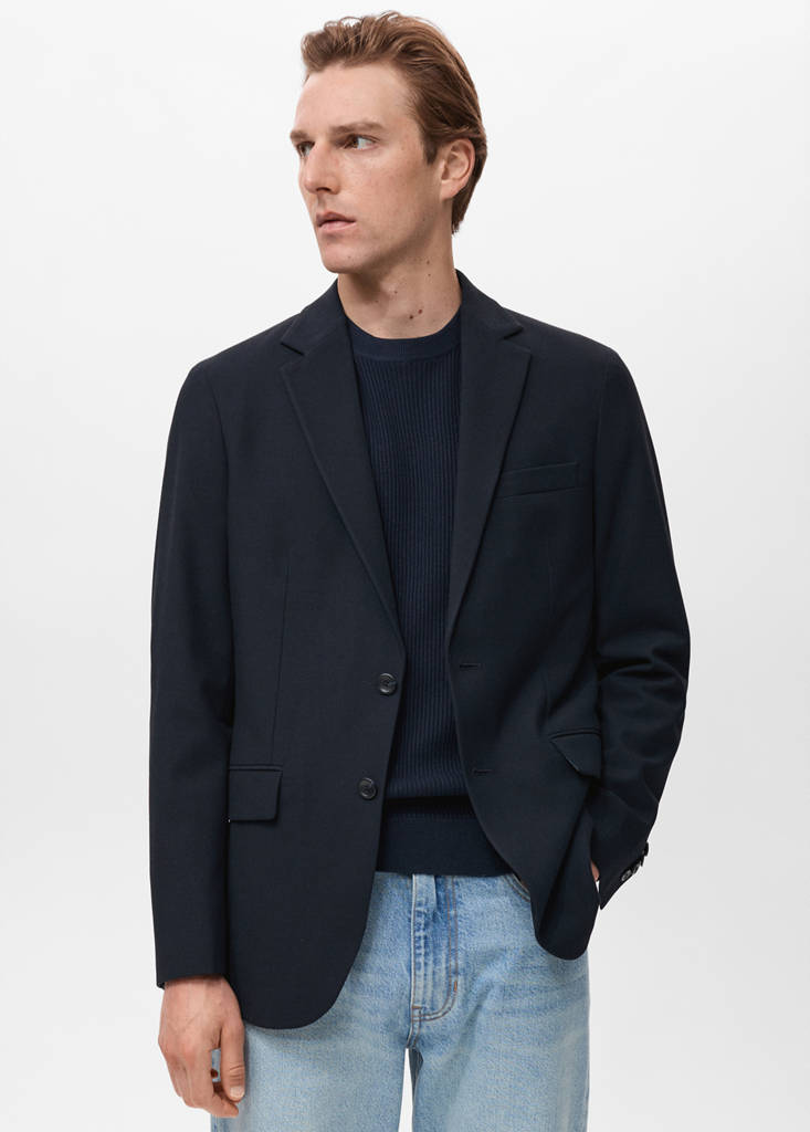 Verner slim-fit cotton jacket — Navy