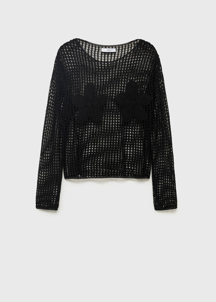 Knit embroidered sweater — Black