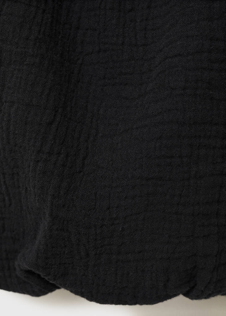 Puffed sleeves cotton blouse — Black