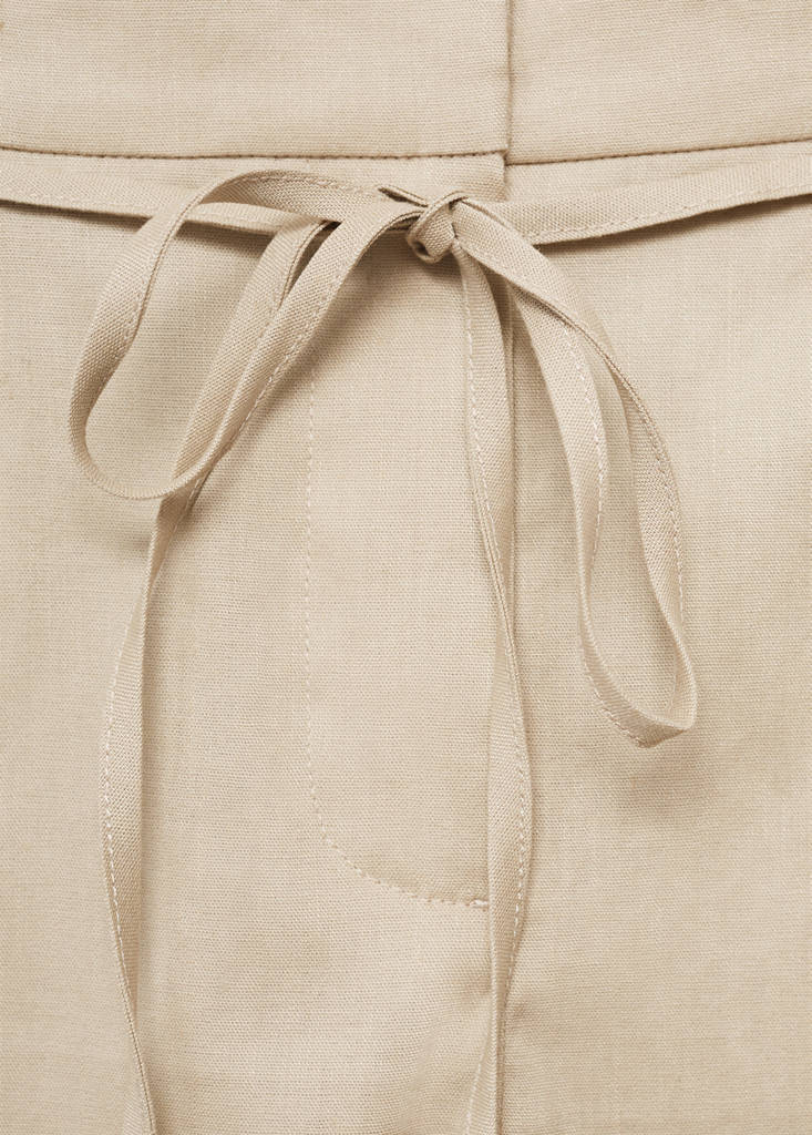 Linen shorts with bow and belt — Beige