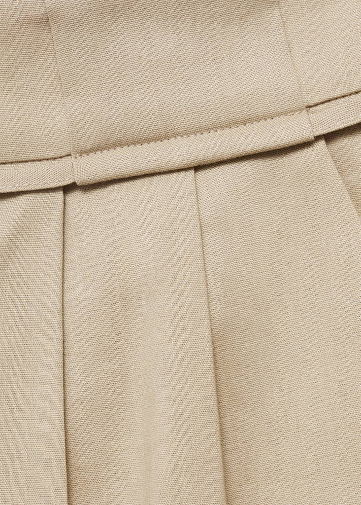Linen shorts with bow and belt — Beige