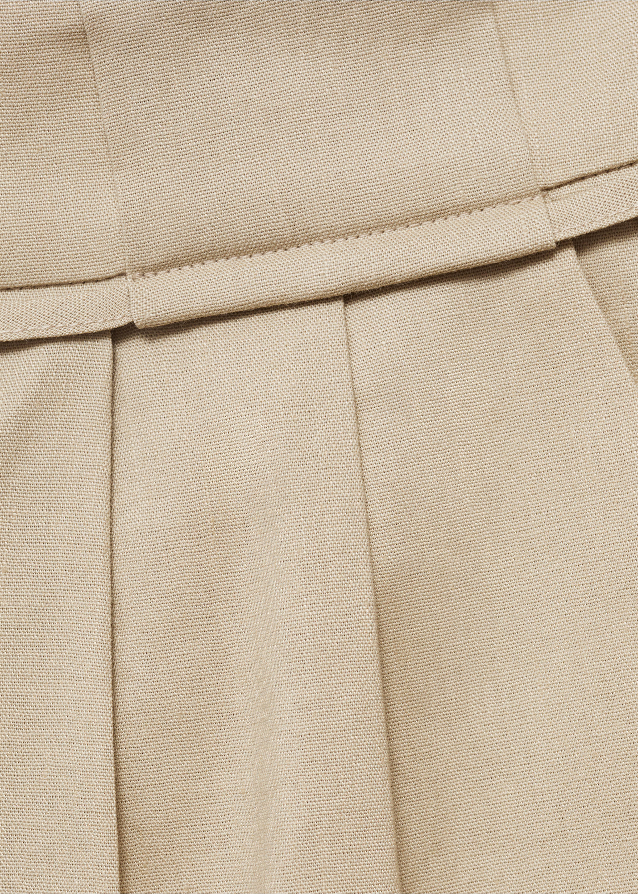 Linen shorts with bow and belt - Details of the article 0, Beige. Ref: 17081191-00.