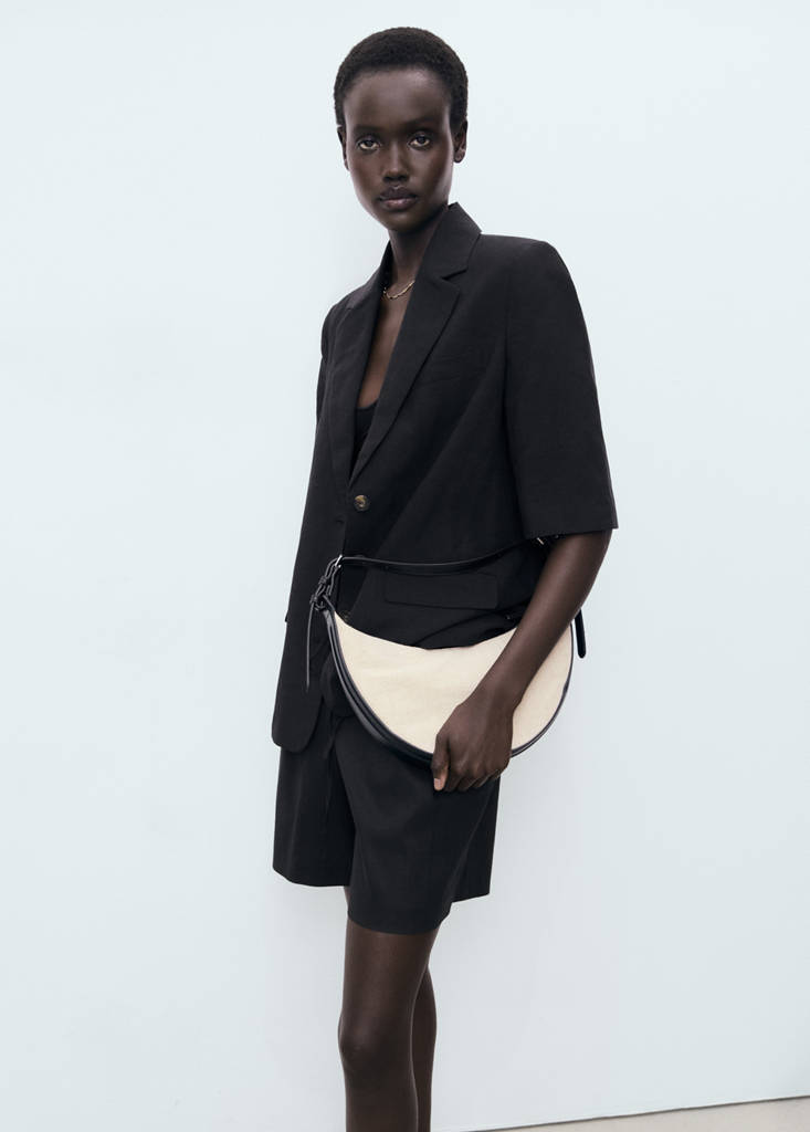 Linen shorts with bow and belt — Black