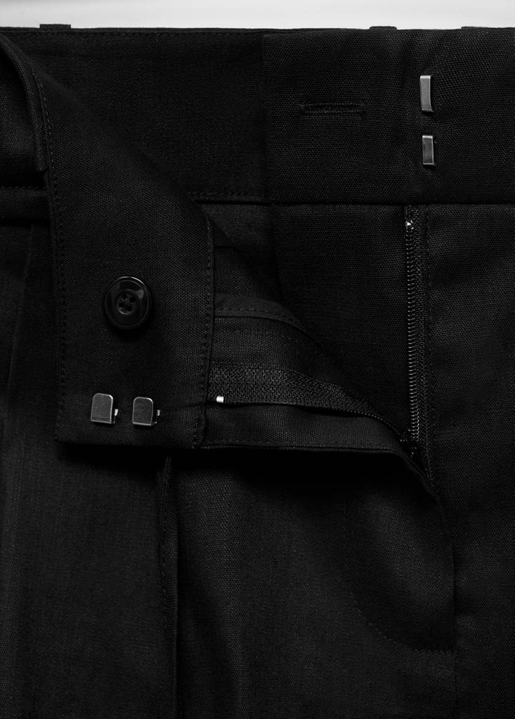 Linen shorts with bow and belt — Black