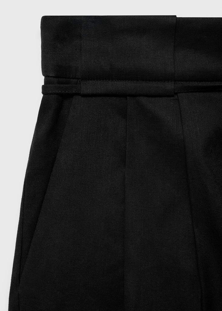 Linen shorts with bow and belt — Black