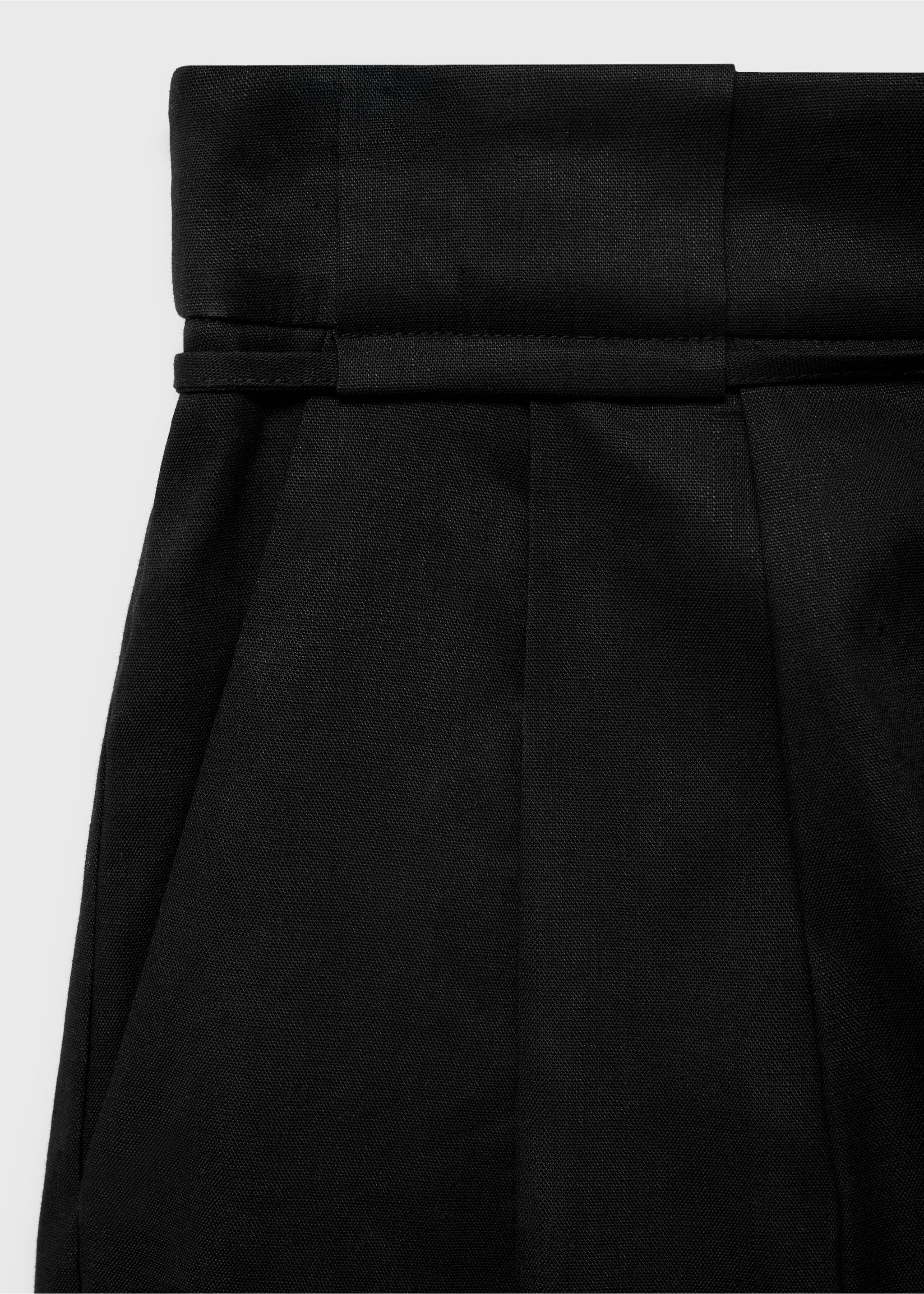 Linen shorts with bow and belt - Details of the article 0, Black. Ref: 17081191-00.