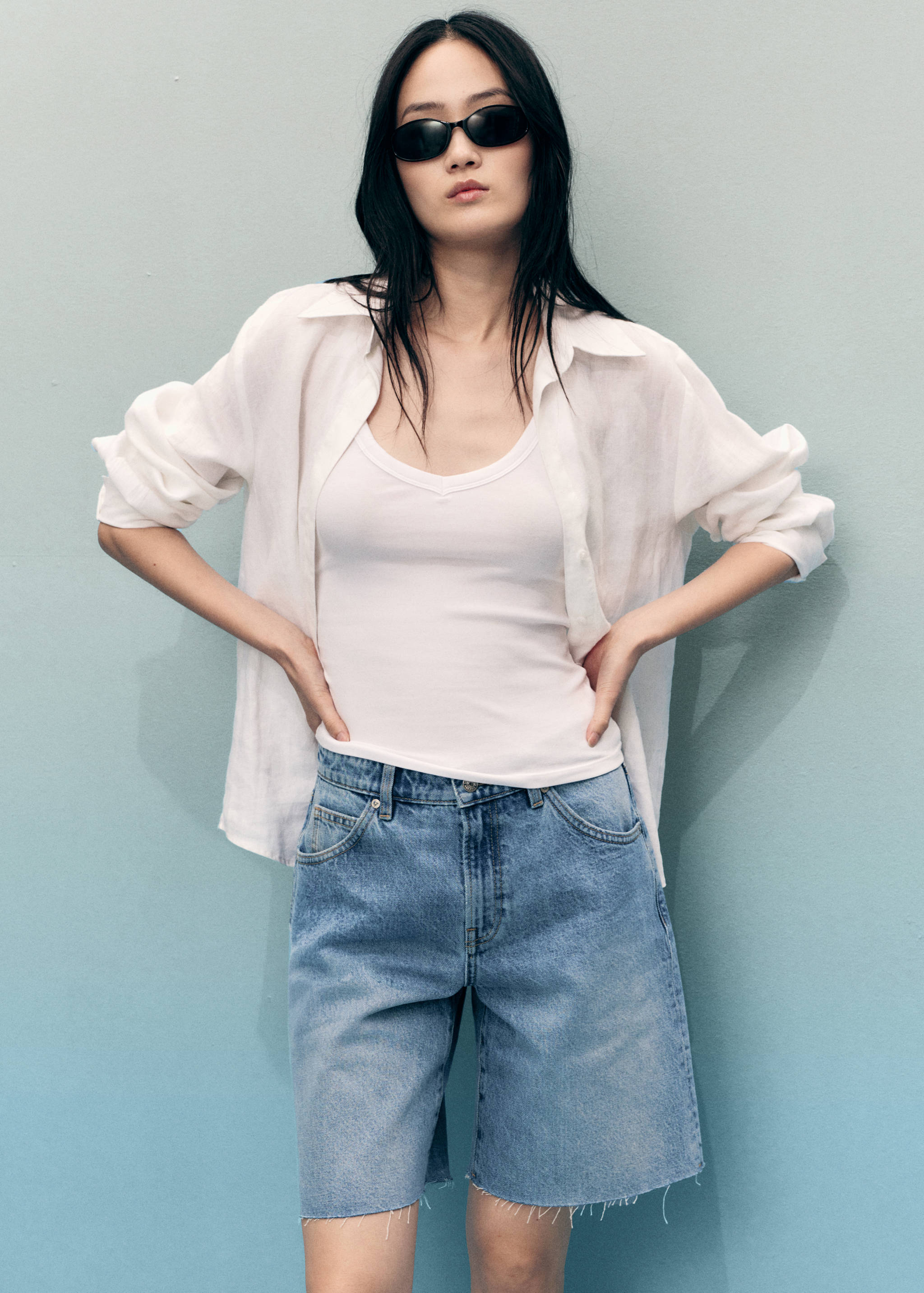 Bermuda denim bas effiloché - Détail de l'article 1