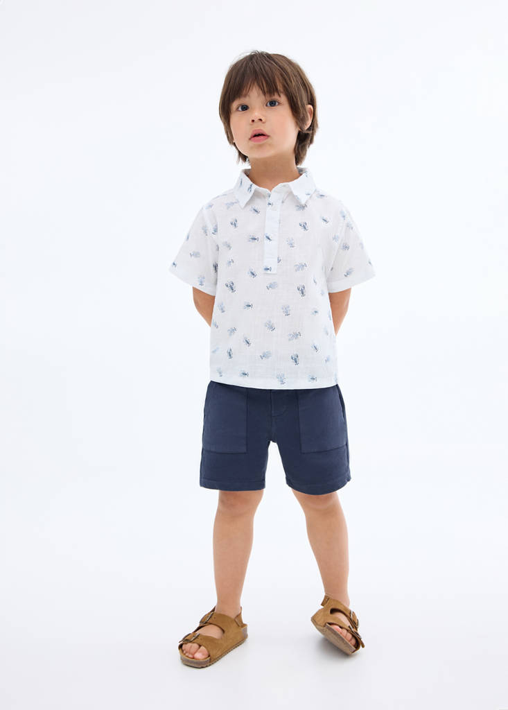 Printed short-sleeved shirt — White