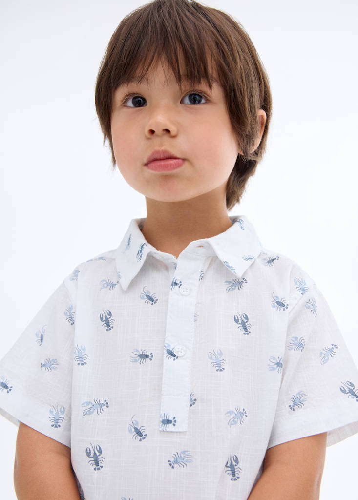 Printed short-sleeved shirt — White