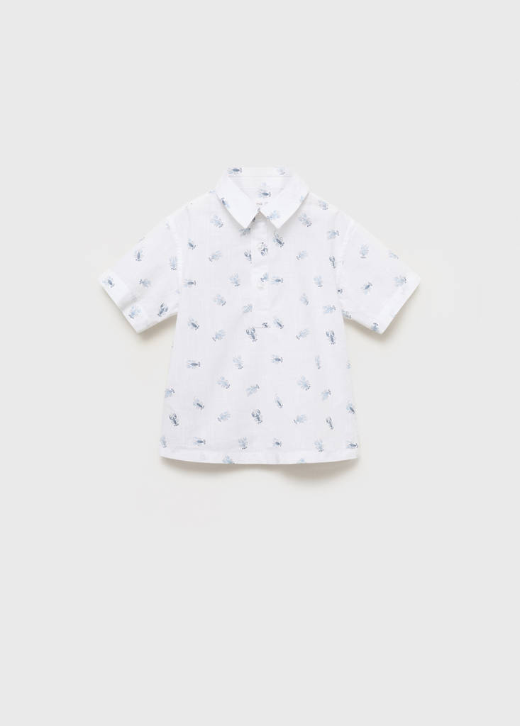 Printed short-sleeved shirt — White