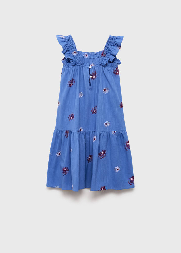 Floral embroidery dress — Blue