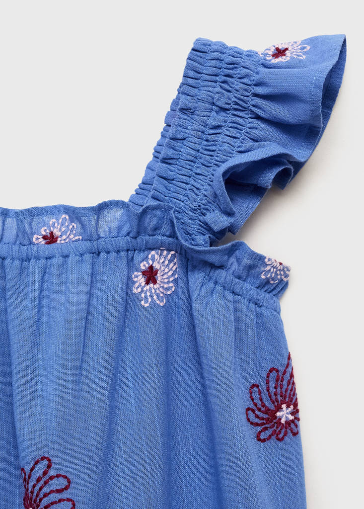 Floral embroidery dress — Blue