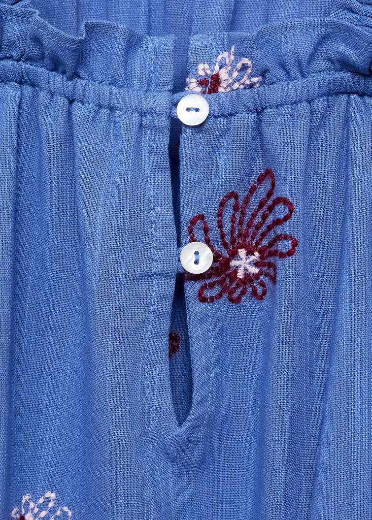 Floral embroidery dress — Blue