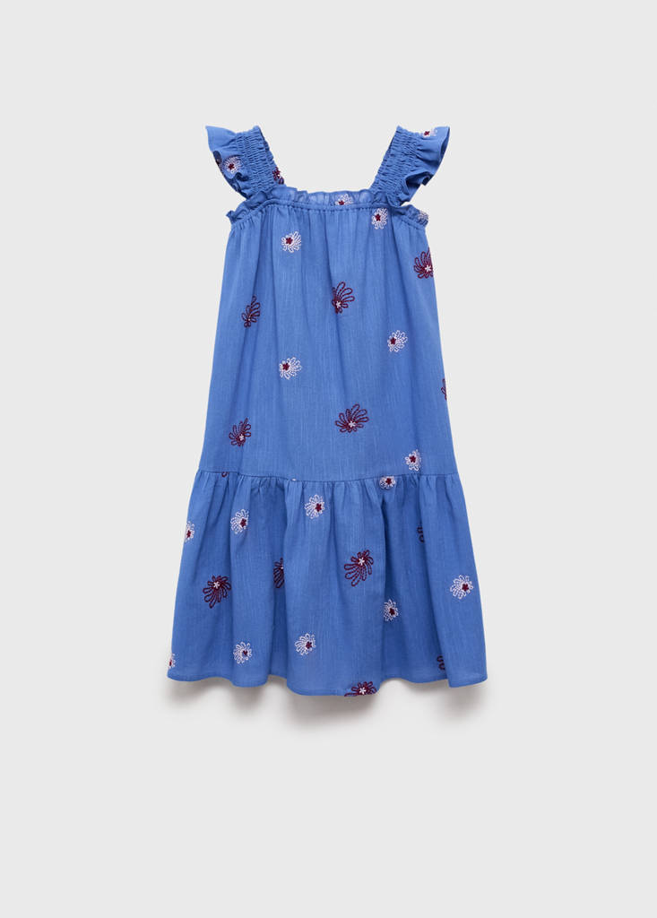 Floral embroidery dress — Blue