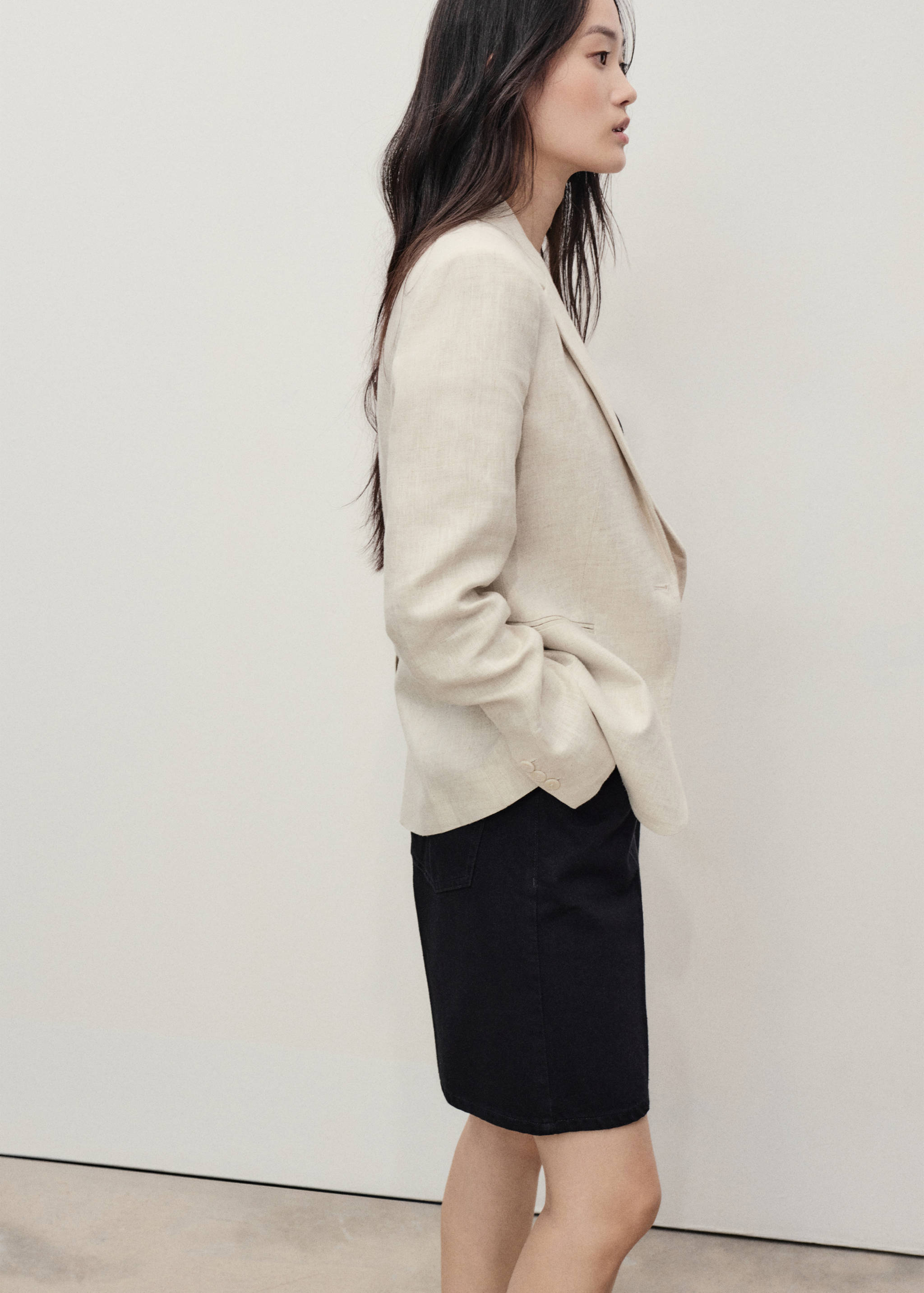 Calções de ganga retos com cintura alta - Pormenor do artigo 1