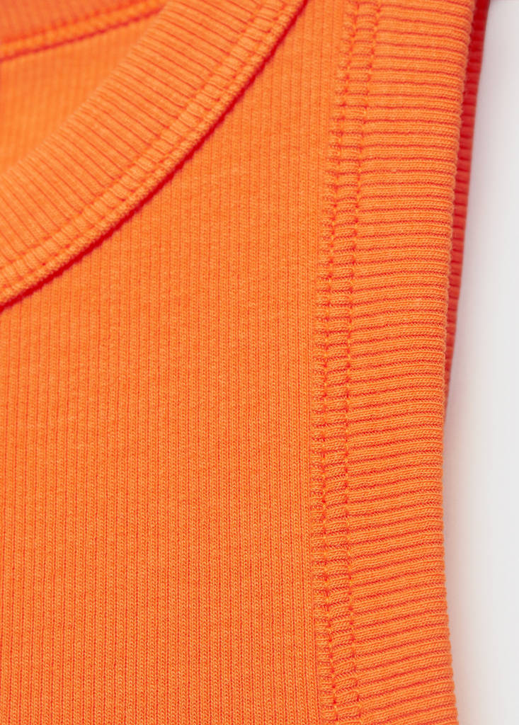 Ribbed cotton-blend top — Pastel Orange