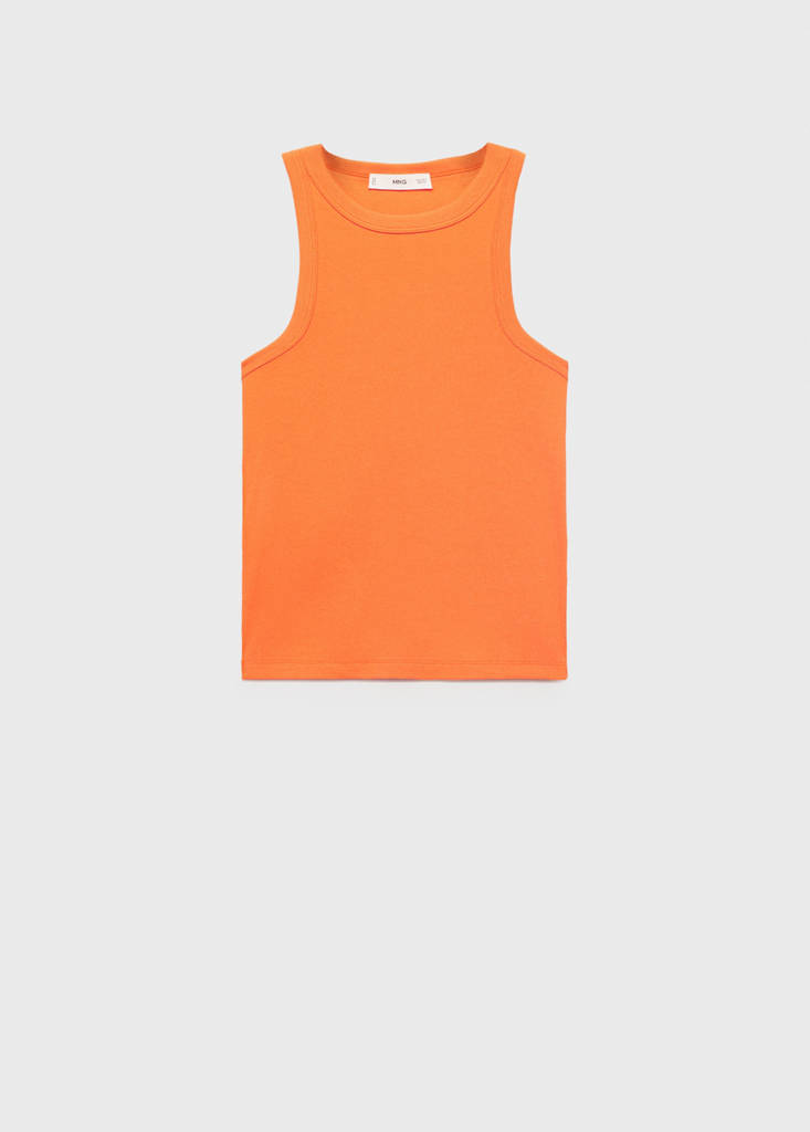 Ribbed cotton-blend top — Pastel Orange