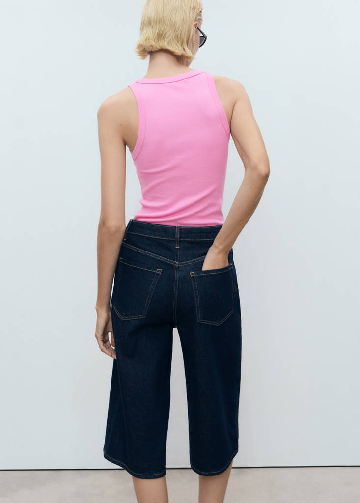 Ribbed cotton-blend top — Pastel Pink