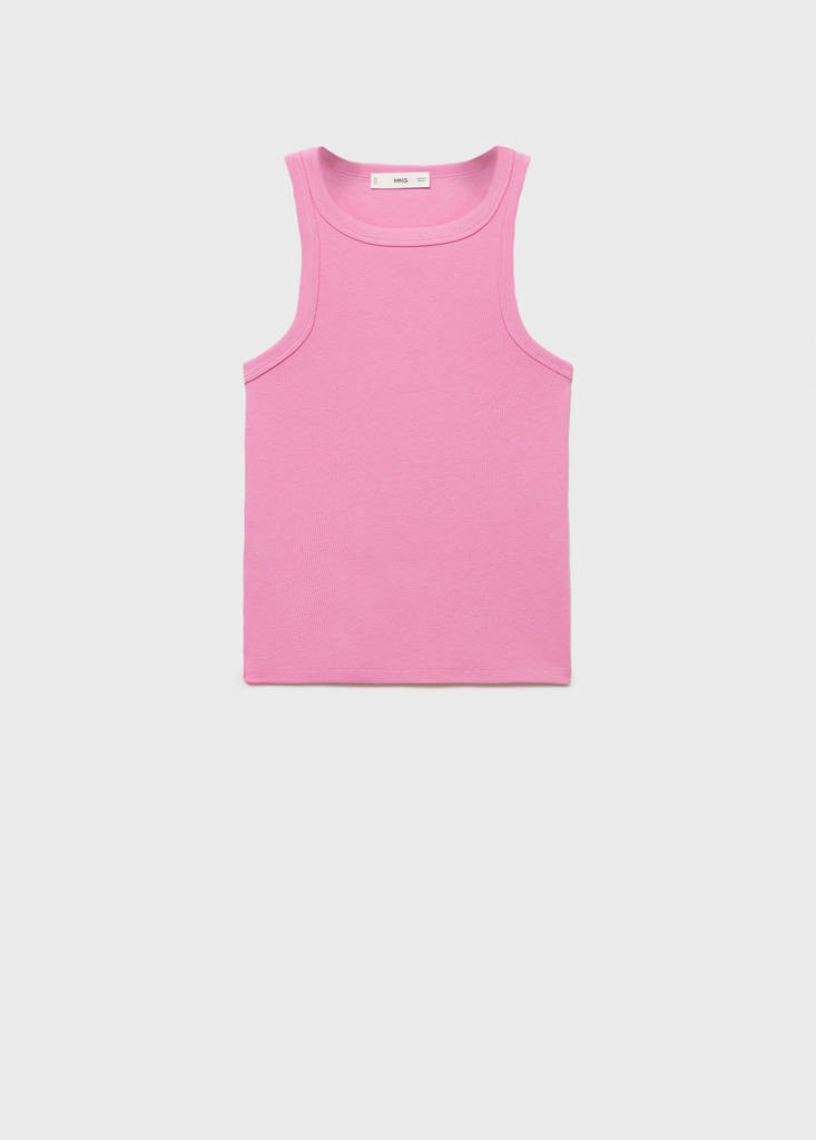 Ribbed cotton-blend top — Pastel Pink