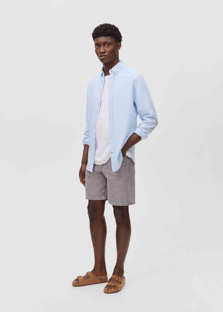 Striped Oxford shirt — Sky Blue