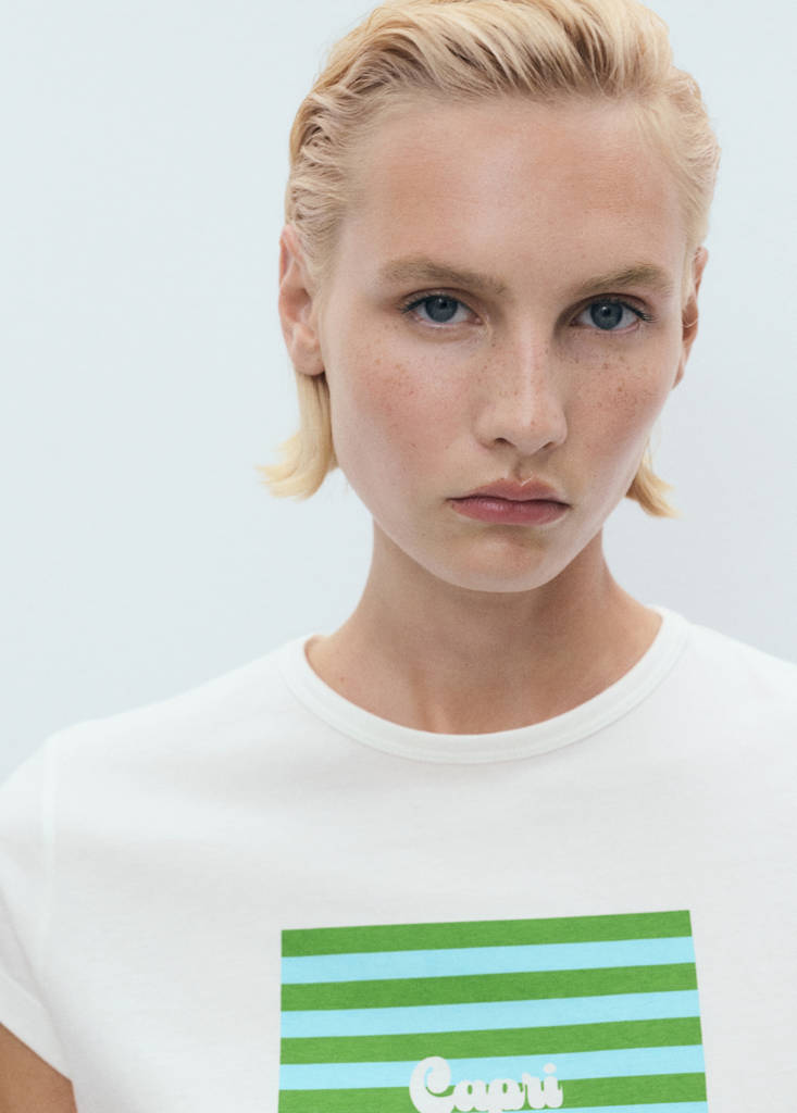 Printed cotton-blend t-shirt — Pastel Green