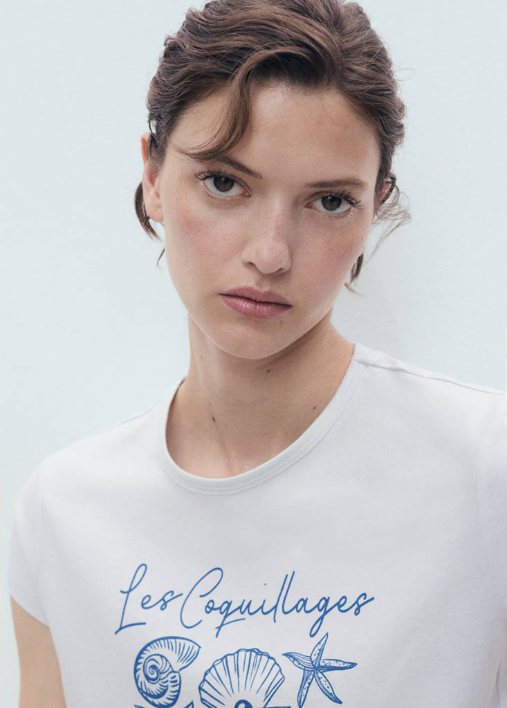 Printed cotton-blend t-shirt — Blue