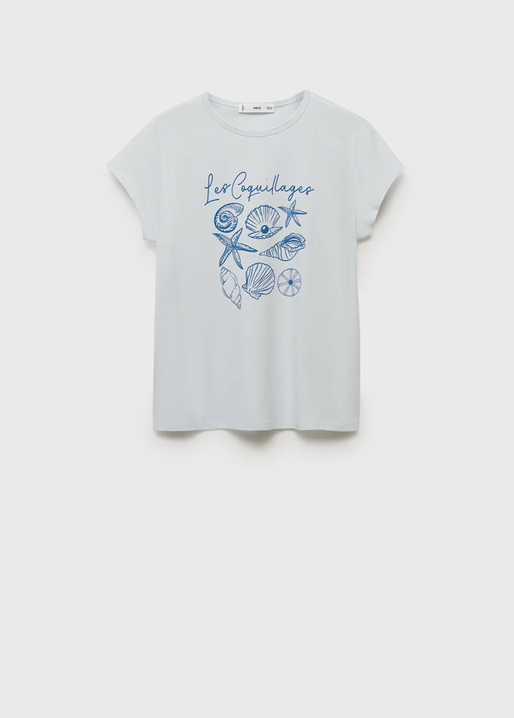 Printed cotton-blend t-shirt — Blue