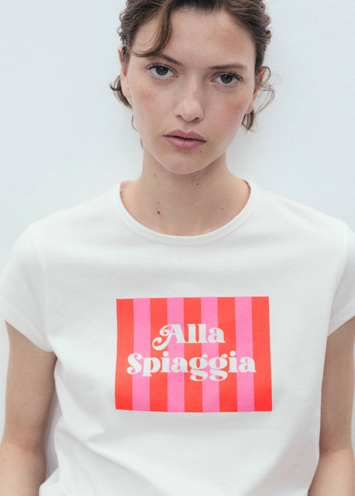 Printed cotton-blend t-shirt — Red